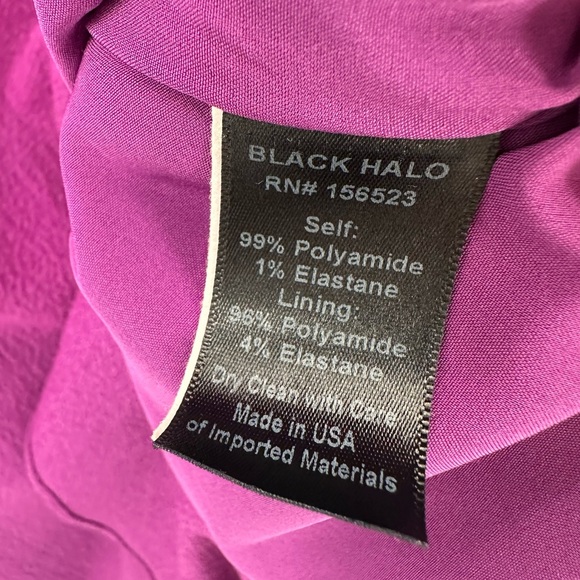 Black Halo Ruiz Asymmetric Flutter Dress Purple Size 10 - Picture 4 of 6